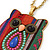 Funky Multicoloured Fabric with Acrylic Bead Owl Pendant, with Long Gold Tone Chain - 80cm L - view 3