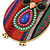 Funky Multicoloured Fabric with Acrylic Bead Owl Pendant, with Long Gold Tone Chain - 80cm L - view 6