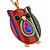 Funky Multicoloured Fabric with Acrylic Bead Owl Pendant, with Long Gold Tone Chain - 80cm L - view 9