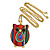 Funky Multicoloured Fabric with Acrylic Bead Owl Pendant, with Long Gold Tone Chain - 80cm L - view 5