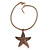 Copper Tone Large Textured Starfish Pendant with Thick Beige Leather Cord - 45cm L/ 5cm Ext - view 6
