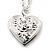 Medium Silver Tone Heart with Rose Motif Locket Pendant - 44cm L/ 6cm Ext