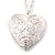Large Hammered Heart Locket Pendant with Silver Tone Chain - 42cm L/ 5cm Ext