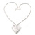 Large Hammered Heart Locket Pendant with Silver Tone Chain - 42cm L/ 5cm Ext - view 5