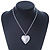 Large Hammered Heart Locket Pendant with Silver Tone Chain - 42cm L/ 5cm Ext - view 2