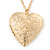 Large Hammered Heart Locket Pendant with Gold Tone Chain - 42cm L/ 5cm Ext