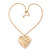 Large Hammered Heart Locket Pendant with Gold Tone Chain - 42cm L/ 5cm Ext - view 5