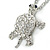 Rhodium Plated Clear Crystal Turtle Pendant with Long Chain - 66cm L/ 10cm Ext - view 4
