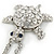 Rhodium Plated Clear Crystal Turtle Pendant with Long Chain - 66cm L/ 10cm Ext - view 8