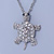 Rhodium Plated Clear Crystal Turtle Pendant with Long Chain - 66cm L/ 10cm Ext - view 10