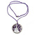 'Tree Of Life' Open Round Pendant with Amethyst Stones on Purple Suede Cord - 88cm L - view 4