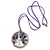 'Tree Of Life' Open Round Pendant with Amethyst Stones on Purple Suede Cord - 88cm L - view 6