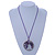'Tree Of Life' Open Round Pendant with Amethyst Stones on Purple Suede Cord - 88cm L - view 2