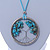 'Tree Of Life' Open Round Pendant with Turquoise Stones on Light Blue Suede Cord - 88cm L - view 7