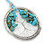 'Tree Of Life' Open Round Pendant with Turquoise Stones on Light Blue Suede Cord - 88cm L - view 8
