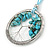 'Tree Of Life' Open Round Pendant with Turquoise Stones on Light Blue Suede Cord - 88cm L - view 6