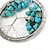 'Tree Of Life' Open Round Pendant with Turquoise Stones on Light Blue Suede Cord - 88cm L - view 3