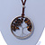 'Tree Of Life' Open Round Pendant with Tiger Eye Stones on Dark Brown Suede Cord - 88cm L - view 6