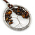 'Tree Of Life' Open Round Pendant with Tiger Eye Stones on Dark Brown Suede Cord - 88cm L - view 8
