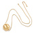 Brushed Gold Tone Metal Ball Pendant with Snake Type Long Chain - 90cm L/ 9cm Ext - view 8