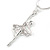 Clear Diamante Ballerina Pendant with Snake Style Chain In Silver Tone Metal - 44cm L/ 4cm Ext - view 3
