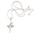Clear Diamante Ballerina Pendant with Snake Style Chain In Silver Tone Metal - 44cm L/ 4cm Ext - view 4