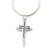 Silver Plated Double Cross Pendant with Snake Type Chain - 46cm L/ 4cm Ext - view 5