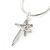 Silver Plated Double Cross Pendant with Snake Type Chain - 46cm L/ 4cm Ext - view 2