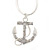 Clear Crystal Anchor Pendant with Snake Type Chain In Silver Tone Metal - 46cm L/ 4cm Ext