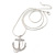 Clear Crystal Anchor Pendant with Snake Type Chain In Silver Tone Metal - 46cm L/ 4cm Ext - view 4