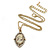 Vintage Inspired Simulated Pearl Cameo Pendant with Gold Tone Chain - 40cm L/ 7cm Ext - view 3