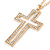 Large Crystal Cross Pendant with Chunky Chain In Gold Tone Metal - 72cm L - view 3