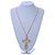 Large Crystal Cross Pendant with Chunky Chain In Gold Tone Metal - 72cm L - view 2