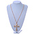 Clear Crystal 'Vaticana' Statement Cross Pendant and Long Chain (Gold Plating) - 72cm L - view 2