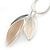 Light Grey/ Light Silver/ Nude Triple Leaf Pendant with Silver Tone Snake Chain - 41cm L/ 5cm Ext - view 3