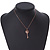 Stylish Crystal Key Pendant with Rose Gold Tone Chain - 39cm L/ 5cm Ext - view 4
