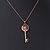 Stylish Crystal Key Pendant with Rose Gold Tone Chain - 39cm L/ 5cm Ext - view 5