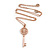 Stylish Crystal Key Pendant with Rose Gold Tone Chain - 39cm L/ 5cm Ext - view 6