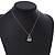 Small Lock and Key Pendant with Beaded Chain In Rhodium Plated Metal - 40cm L/ 5cm Ext - view 4