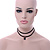 Black Double Black Faux Suede Cord Choker Necklace with Midnight Blue Square Glass Bead Pendant - 33cm L/ 5cm Ext - view 2