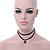Black Double Black Faux Suede Cord Choker Necklace with Red Square Glass Bead Pendant - 33cm L/ 5cm Ext - view 2