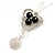 3 Petal Crystal, Ceramic Bead Floral Pendant with White Waxed Cotton Cord - 66cm L - view 3
