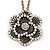 Vintage Inspired Large Crystal Flower Pendant with Chain In Bronze Tone - 60cm L/ 8cm Ext - view 2