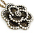 Vintage Inspired Large Crystal Flower Pendant with Chain In Bronze Tone - 60cm L/ 8cm Ext - view 5