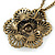 Vintage Inspired Large Crystal Flower Pendant with Chain In Bronze Tone - 60cm L/ 8cm Ext - view 7