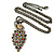 Vintage Inspired Multicoloured Crystal Peacock Pendant with Chain In Bronze Tone - 72cm L/ 6cm Ext - view 2