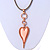 Pink Resin Contemporary Rose Gold Tone Heart Pendant with Grey Leather Cord - 76cm L/ 5cm Ext - view 3