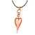Pink Resin Contemporary Rose Gold Tone Heart Pendant with Grey Leather Cord - 76cm L/ 5cm Ext