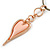 Pink Resin Contemporary Rose Gold Tone Heart Pendant with Grey Leather Cord - 76cm L/ 5cm Ext - view 5