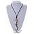 Oversized Silver Tone Seahorse Pendant with Black Leather Cord - 70cm L/ 5cm Ext - view 2